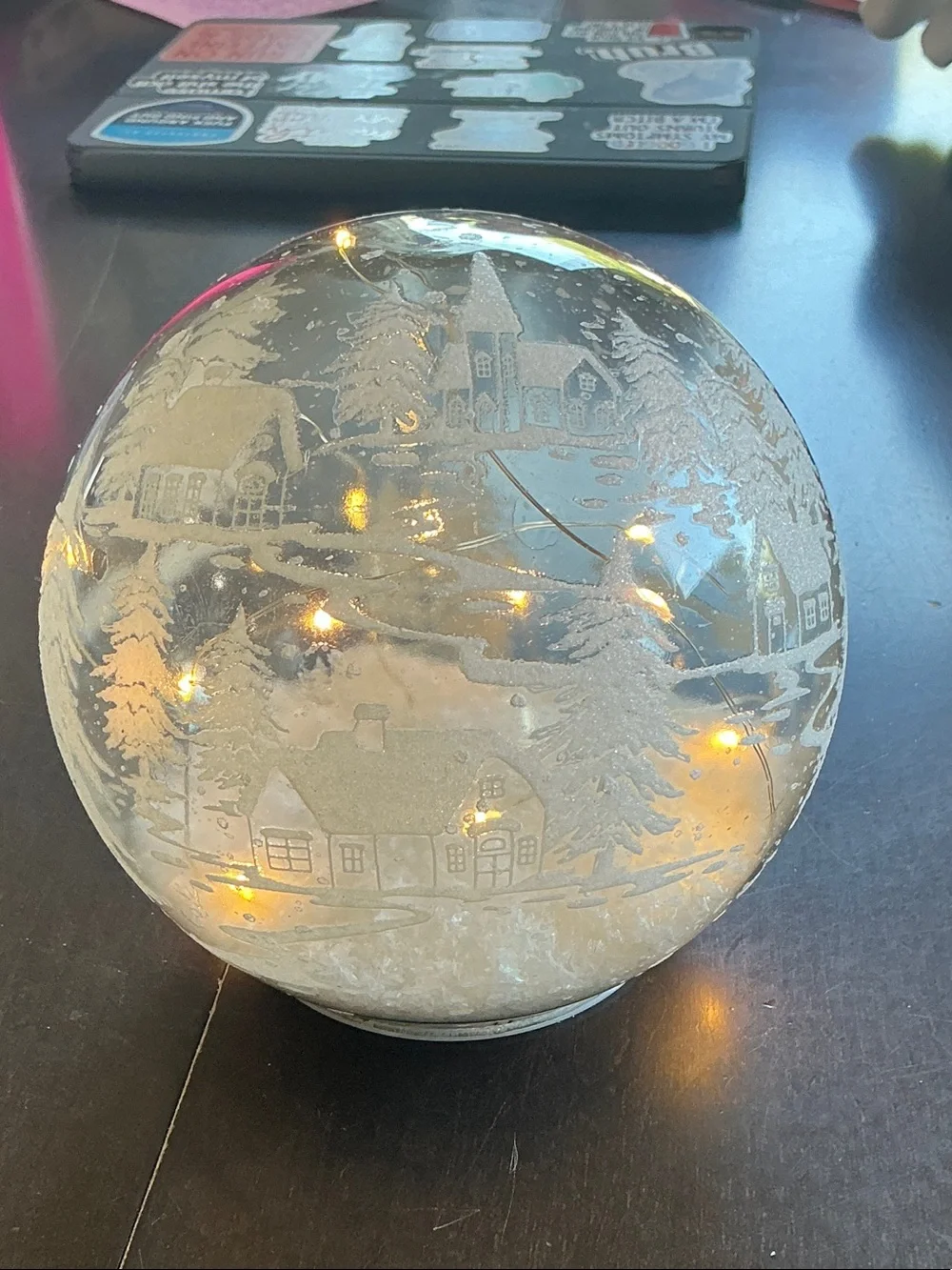 Glass Snow Globe Winter Village Holiday Decor - Clear - Valerie Parr Hill